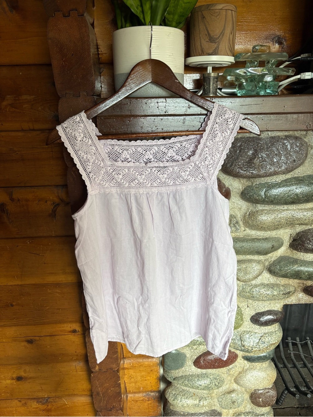 Denver Hayes Lavender Crochet Lace Cotton Tank Top Size S